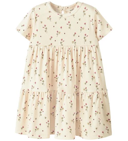 Lil Atelier Kjole - Rib - NmfLavo -Turtledove m. Roser