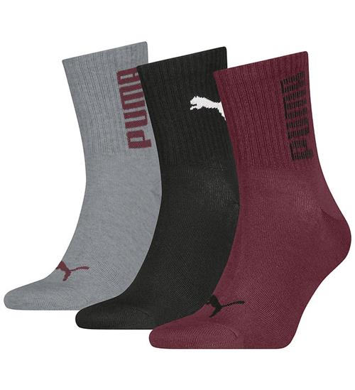 Puma Strømper - Short - 3-pak - Bordeaux/Sort/Grå