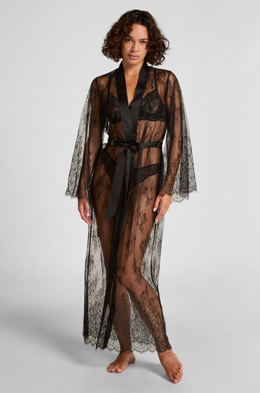 Hunkemöller Kimono Allover Lace sort