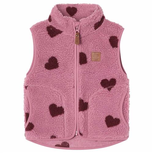 Kuling Austin Pile Fleece-vest Hearts  92 cm  Lilla  92 cm  Unisex
