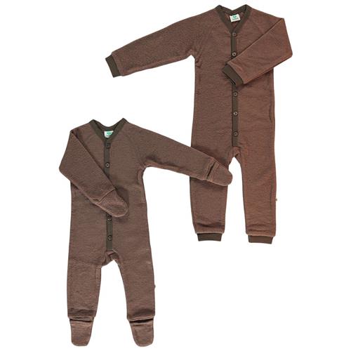 Småfolk Heldragt I Uldfleece Brun 56/62 cm Wool Brun  56/62 cm  Unisex