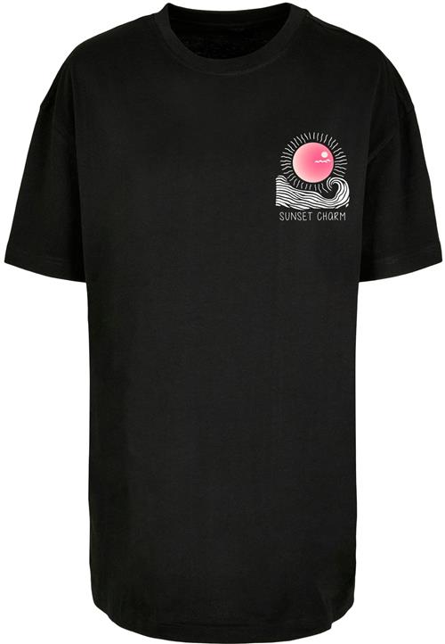Merchcode Oversized bluse 'Sunset Charm'  pink / sort / hvid