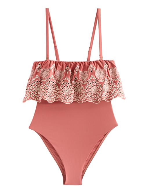 Next Formgivende badedragt  lysebeige / koral