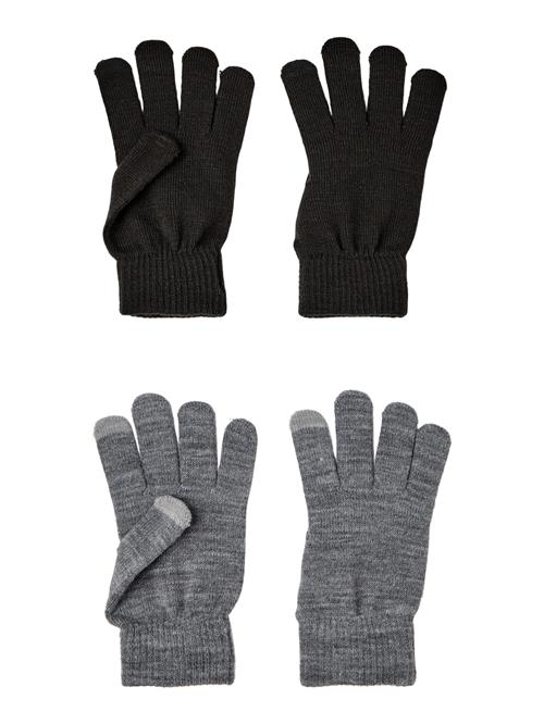 Se NAME IT 2 Pak Handsker Magic Black With Grey Melange hos SmartKidz