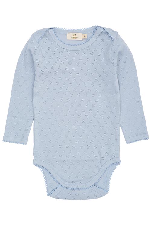 Copenhagen Colors GOTS Pointelle Heart Lapneck Lange Ærmer Body Dusty Blue  Dusty Blue 62 cm  Blå  62 cm  mand