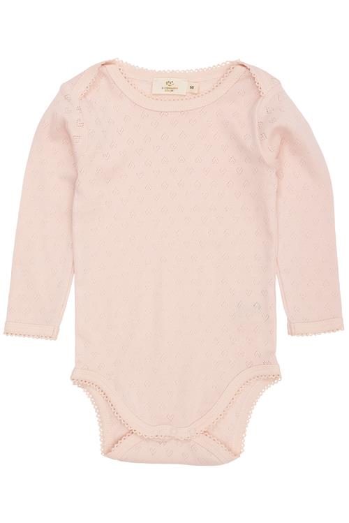 Copenhagen Colors GOTS Pointelle Heart Lapneck Lange Ærmer Body Dusty Rose  Dusty Rose 56 cm  Lyserød  56 cm  kvinde