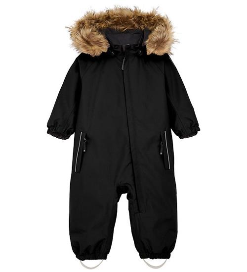 Color Kids Flyverdragt - Baby Coverall w. Fake Fur - Black