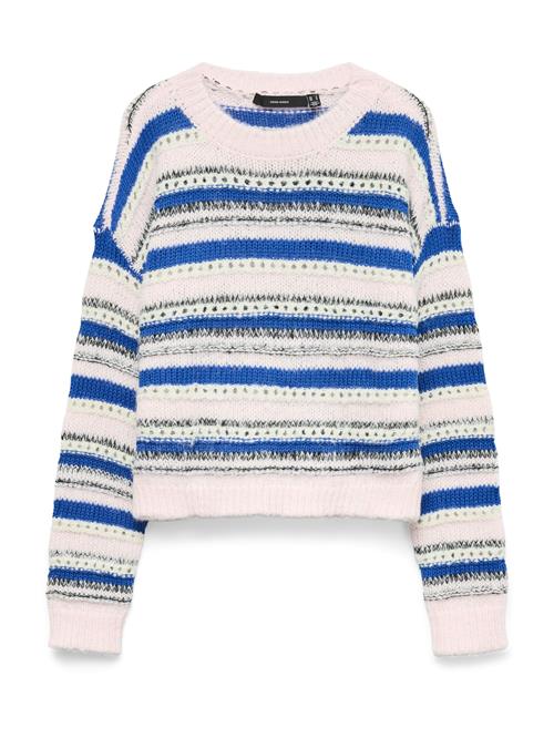 VERO MODA Pullover 'VMLENORA'  royalblå / lyserød / sort / hvid