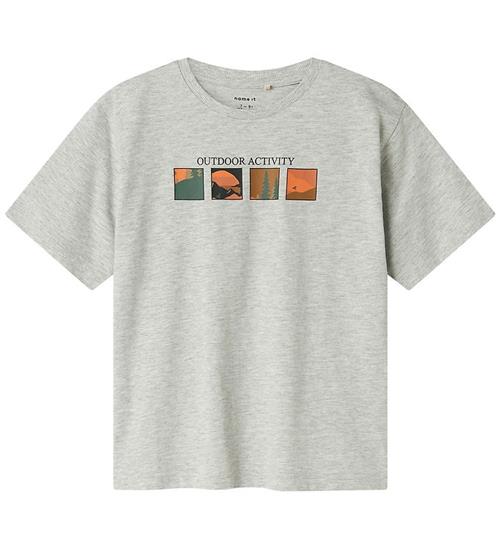 Name It T-shirt - NkmOrland - Gråmeleret m. Print