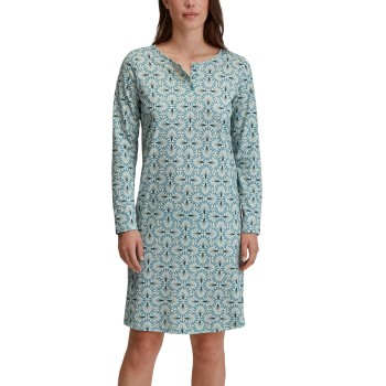 Calida Ornament Nights Long Sleeve Nightdress Blå Mønster bomuld X-Small Dame