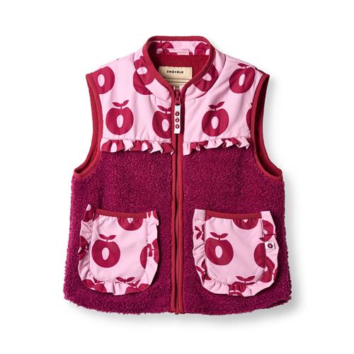 Småfolk Katy With Apples Fleece-vest Pink Lilac  Pink lilac-7-8 Y  Lyserød  7-8 år  kvinde