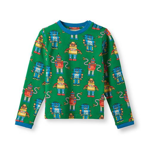 Småfolk Umalin With Robots Langærmet T-shirt Lawn  Lawn-7-8 Y  Grøn  7-8 år  mand