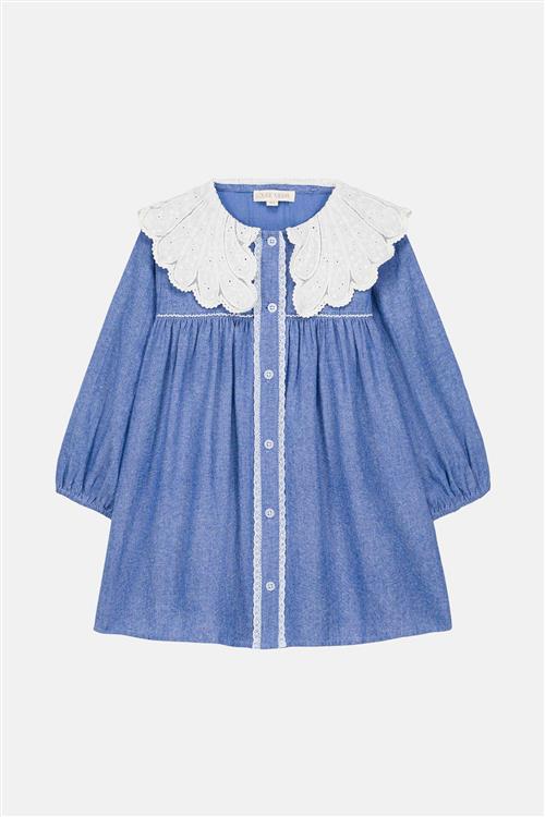 Louise Misha Hyacinte Vævet Kjole Blue Chambray Blue Chambray-8 Y  Blå  8 år  kvinde