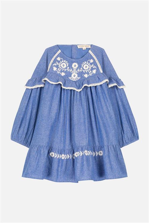Louise Misha Orana Vævet Kjole Blue Chambray Blue Chambray-3 Y  Blå  3 år  kvinde