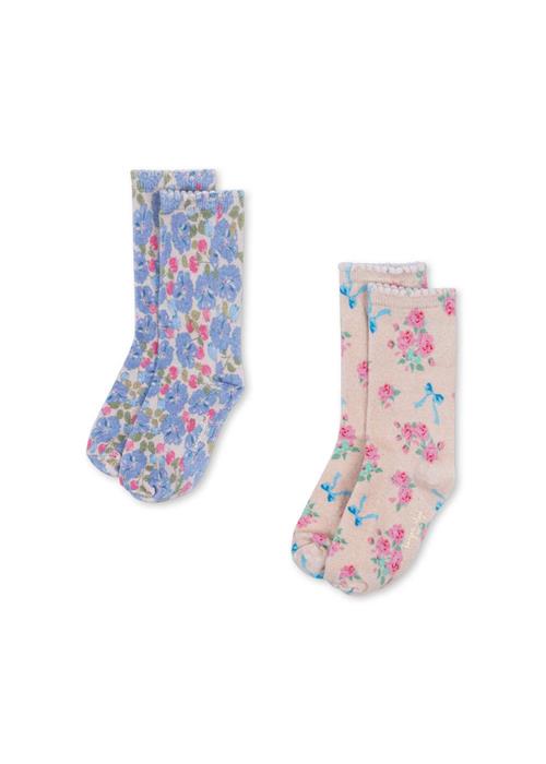 Konges Sløjd 2 Pack Printed Socks Blue Mix Blue Mix 22-24 EU  Blå  22-24 EU  kvinde