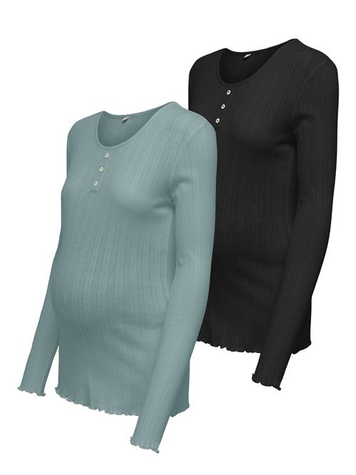 Only Maternity Shirts 'OLMVISTA'  røgblå / sort