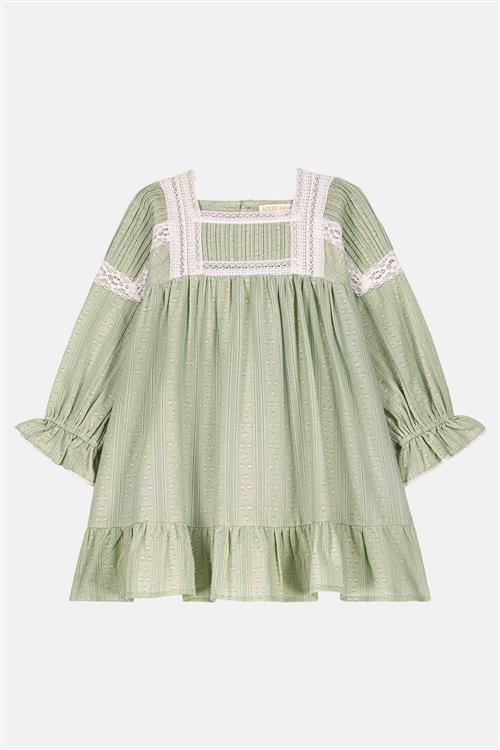 Louise Misha Laureline Vævet Kjole Almond Almond-4 Y  Grøn  4 år  kvinde