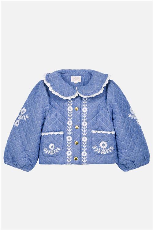 Louise Misha Jouliana Vævet Frakke Blue Chambray Blue Chambray-6 Y  Blå  6 år  kvinde