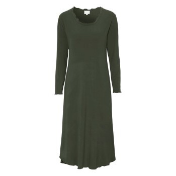 Damella Bamboo Plain Long Sleeve Nightdress Oliven Bambus Medium Dame