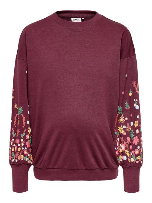 Only Maternity Sweatshirt 'OLMBrooke'  blandingsfarvet / vinrød