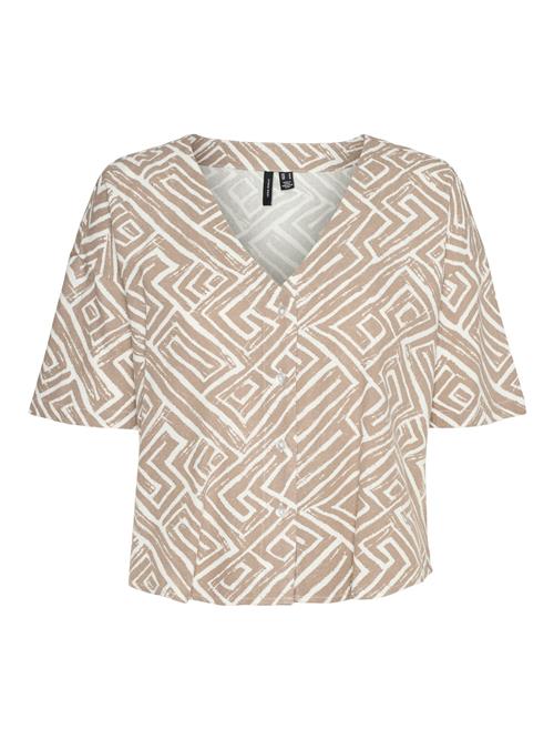 VERO MODA Bluse 'VMJESMILO'  mørkebeige / hvid
