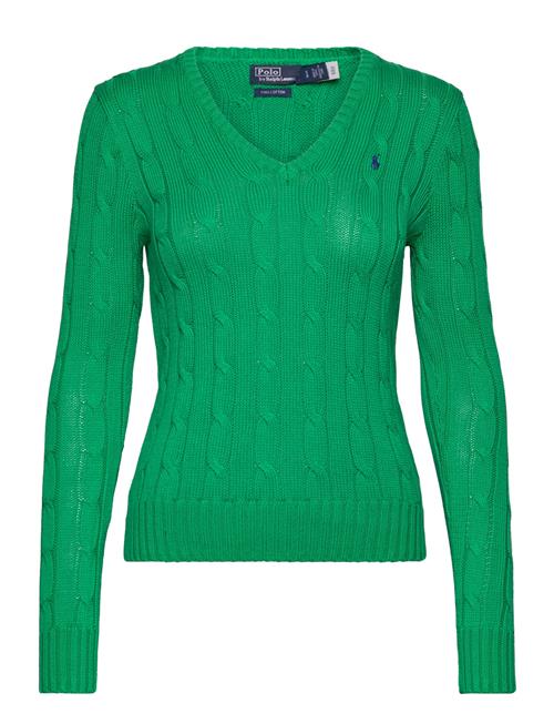 Cable-Knit Cotton V-Neck Sweater Polo Ralph Lauren Green