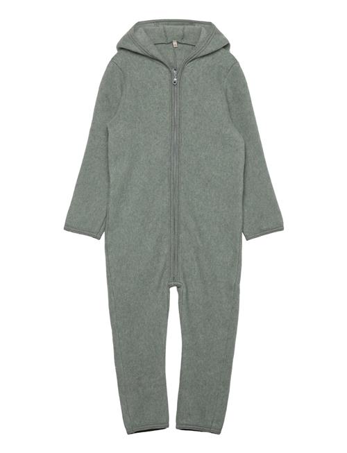 Pram Suit Ears Cot. Fleece Huttelihut Green