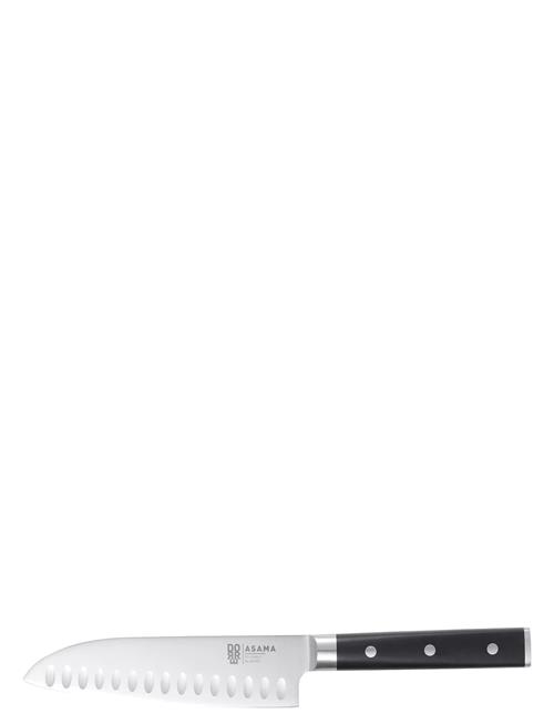 Asama Santoku Chef's Knife Black Handle Dorre White
