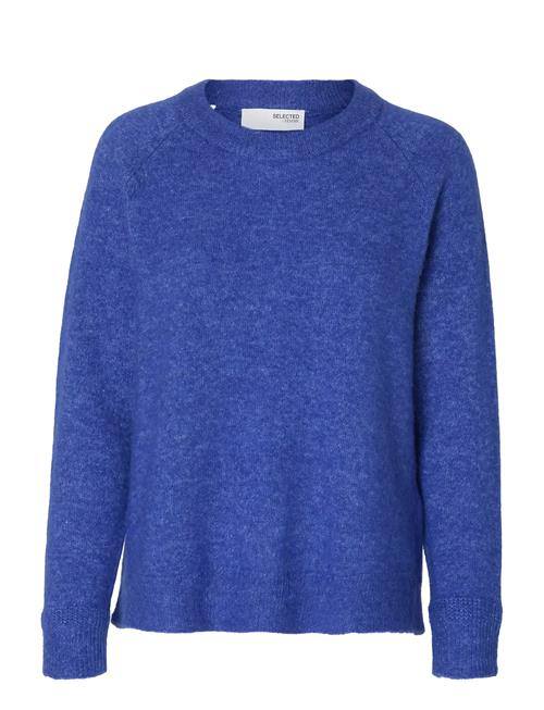 Slflulu Ls Knit O-Neck Selected Blue