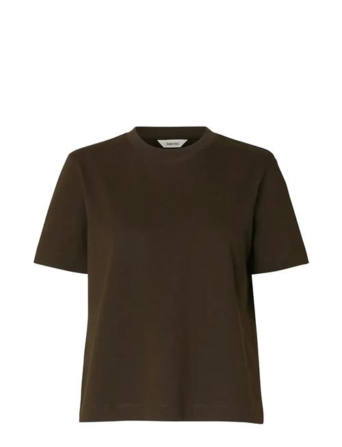 Slfessential Ss Boxy Tee Noos Selected Brown