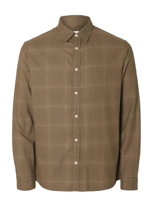 Slhslimowen-Brushed Shirt Ls Noos Selected Brown