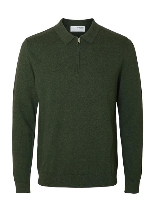 Slhberg Ls Half Zip Polo Noos Selected Khaki
