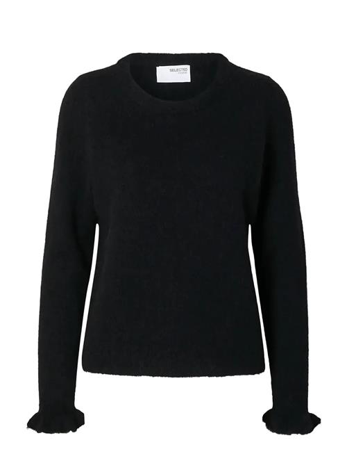 Slflulu Ls Knit Frill Cuff O-Neck Noos Selected Black