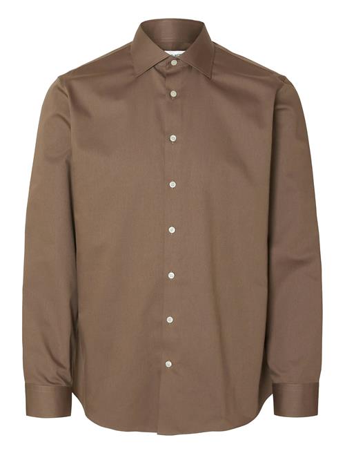 Slhslim-Ethan Shirt Ls Spread Noos Selected Brown