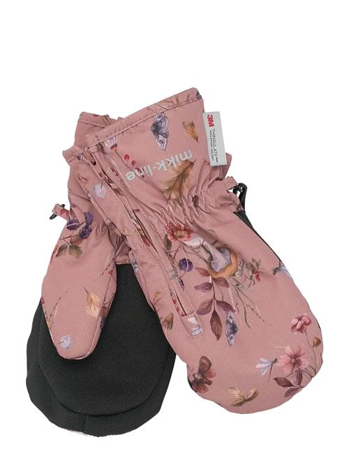 Polyester Mittens Aop W. Zip Mikk-line Pink