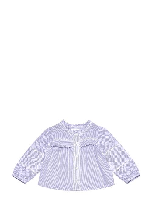 Striped Voile Blouse Mango Blue