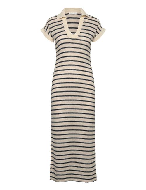 Long Striped Knitted Dress Mango Silver