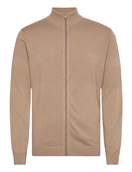 Zip Through Purl Cardigan Lindbergh Beige