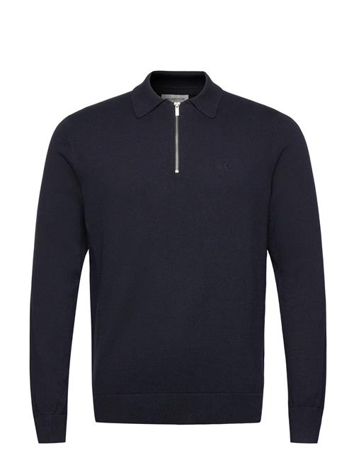 100 Recycle Knit Half Zip Polo Col Lindbergh Navy
