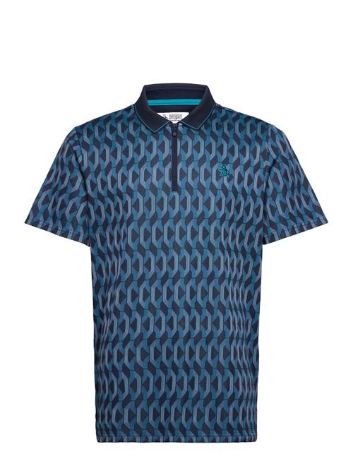 All Over Jacquard Colour Block Polo Original Penguin Golf Blue