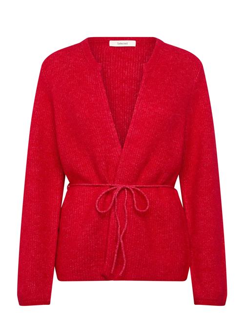 Slfsia Ras Ls Knit Belt Cardigan Selected Red