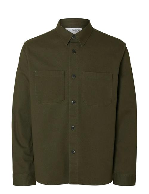 Slhtravis Twill Overshirt Ls Noos Selected Green
