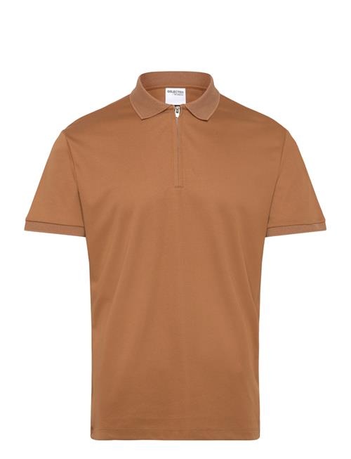 Slhfave Zip Ss Polo Noos Selected Orange