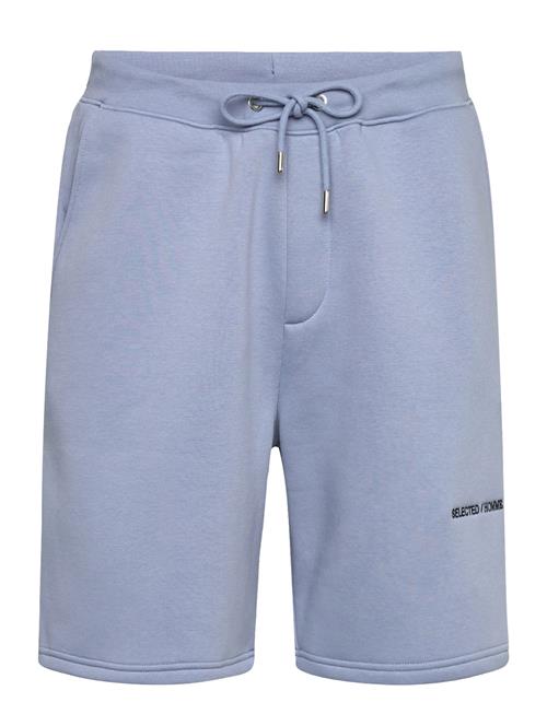 Slhloose-Hankie Mid Logo Sweat Shorts Ex Selected Blue
