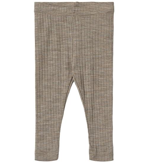 Wheat Leggings - Uld/Silke - Rib - Agi - Khaki Melange