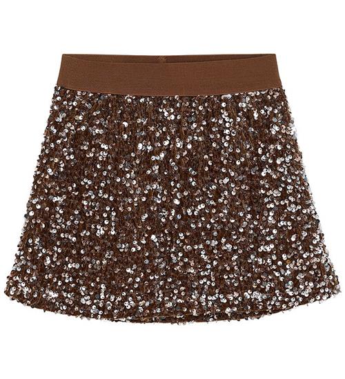 Minymo Nederdel - Velour - Woodrose m. Pailletter