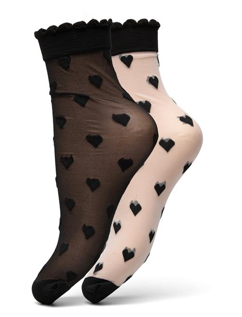 Dagmar Hearts Sock 2 Pack Becksöndergaard Black