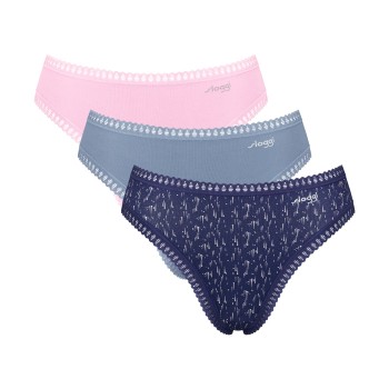 Sloggi Trusser 3P GO Crush High Leg Briefs Rosa/Blå bomuld Small Dame