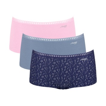 Sloggi Trusser 3P GO Crush Hipster Shorts Rosa/Blå bomuld Small Dame