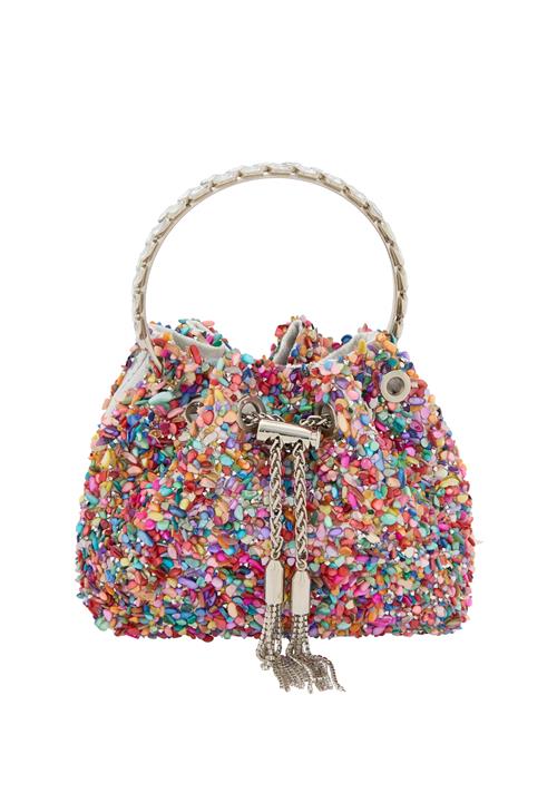 swirly Posetaske  turkis / gul / rød / offwhite